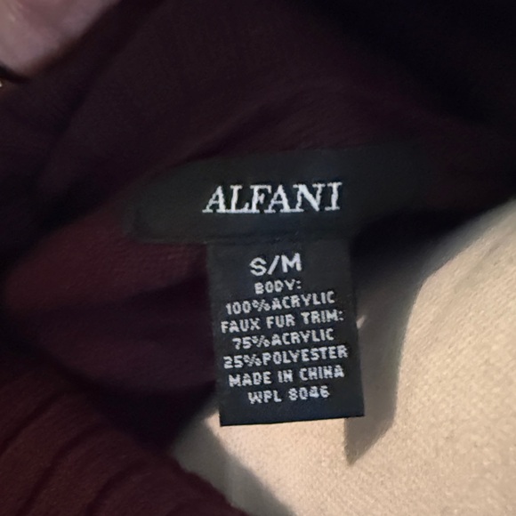 Alfani Deep Burgundy/Wine Cowl Neck Poncho - Picture 2 of 3